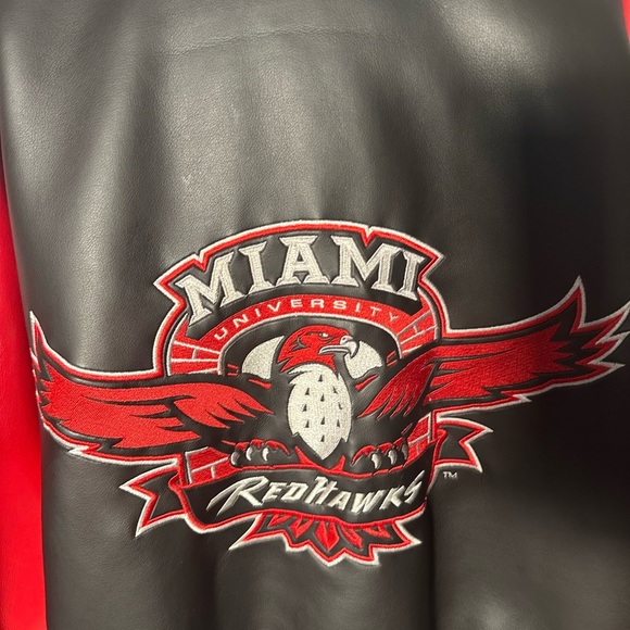 Vintage Miami University faux leather Steve & Barrys jacket. Mens Size Large - Picture 3 of 5